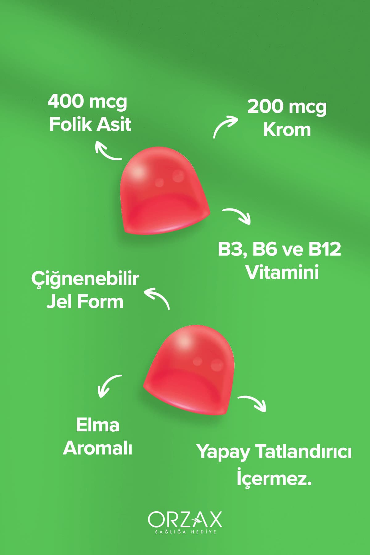 Gummies Apple Cider Vinegar 60 Çiğnenebilir Jel Form