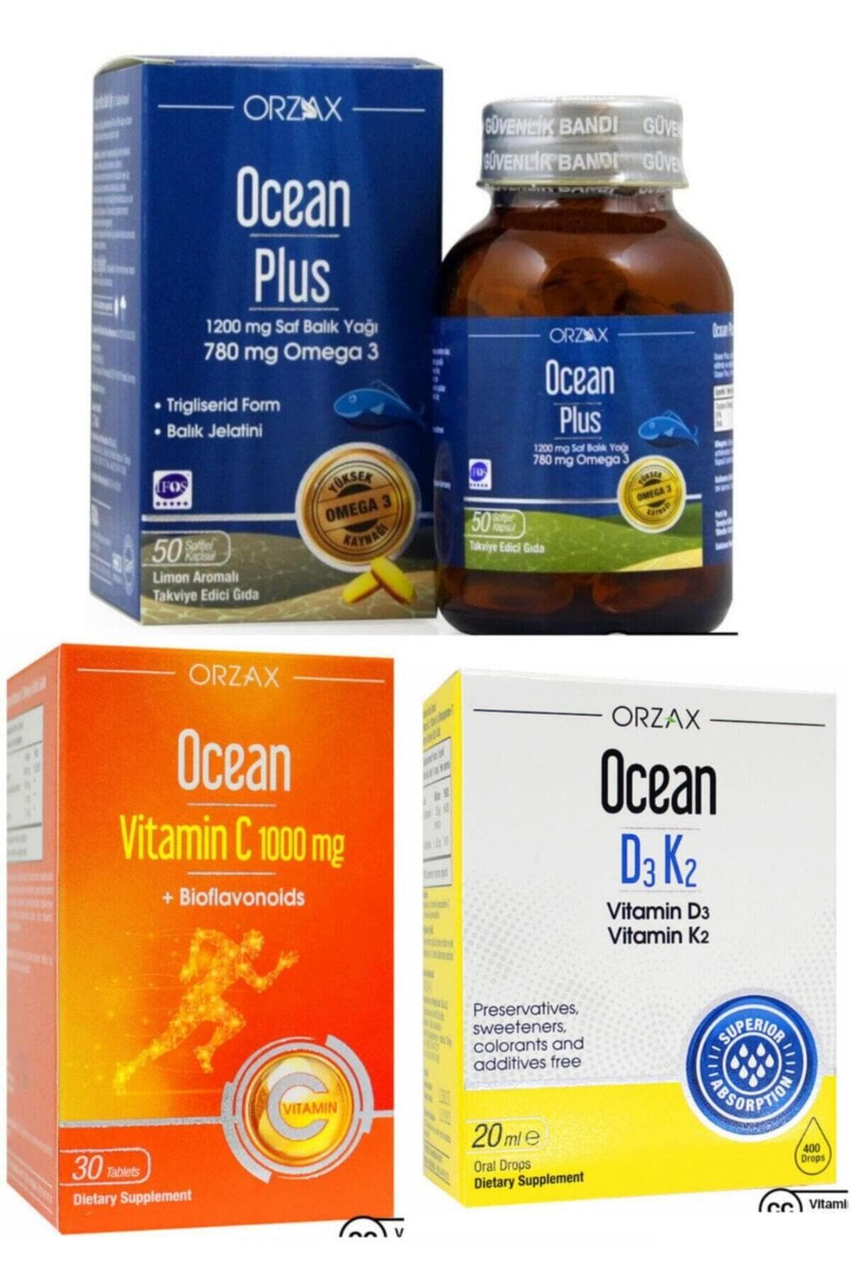 Plus 1200mg Balık Yağı + 1000mg C Vitamini + D3k2 Vitamini Damla Avantaj Paketi