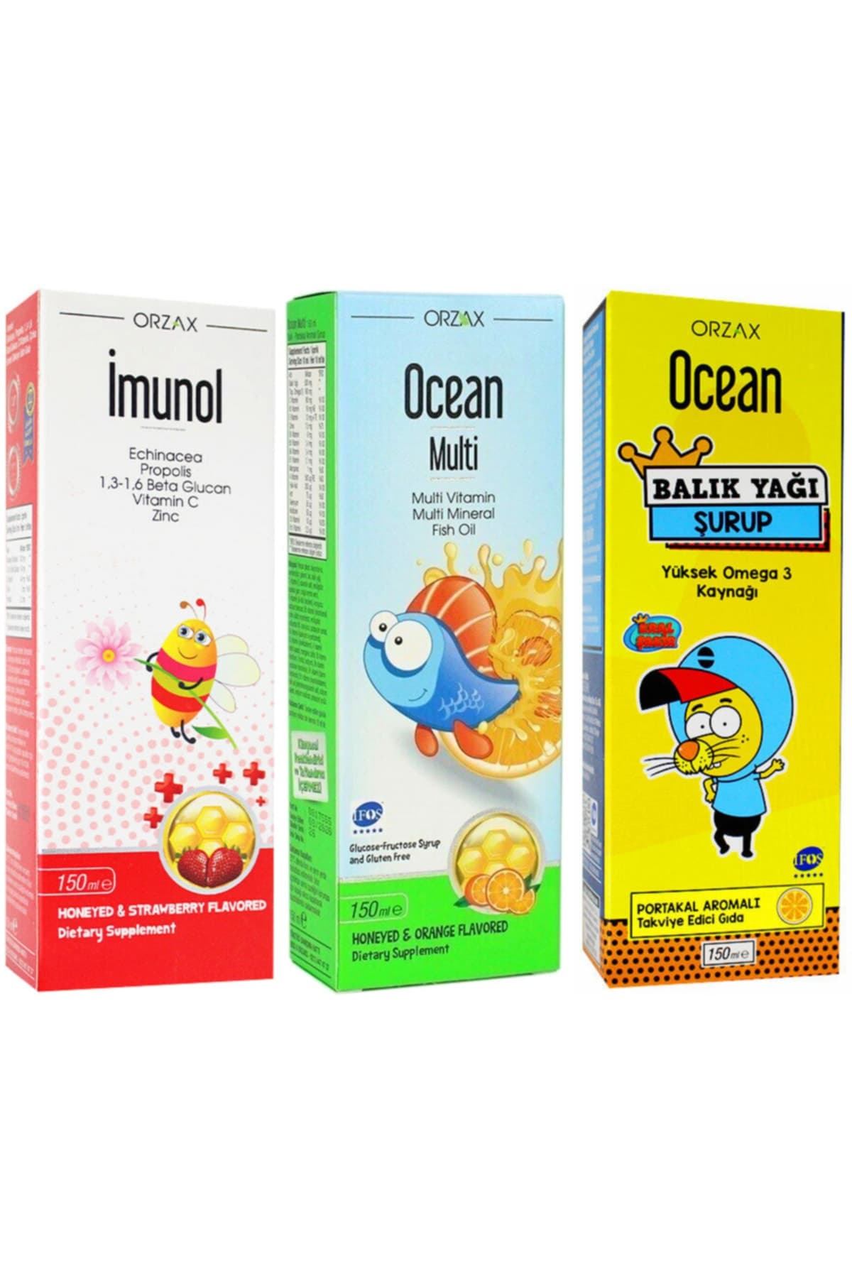 Imunol Şurup + Ocean Ballı Portakallı Multi Şurup + Ocean Portakallı Balık Yağı Şurup Avantaj Paketi