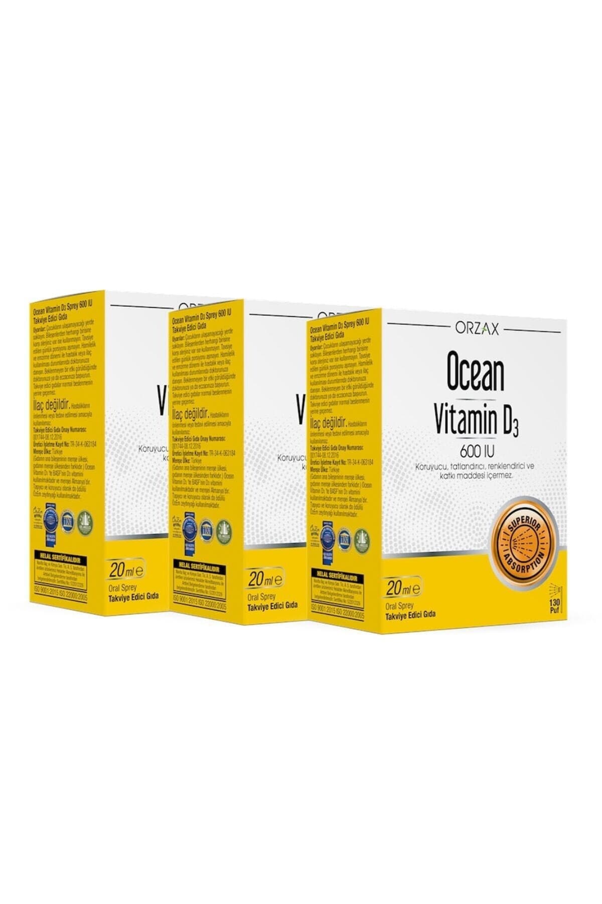 Vitamin D3 600 IU Sprey 20ml 3 Adet