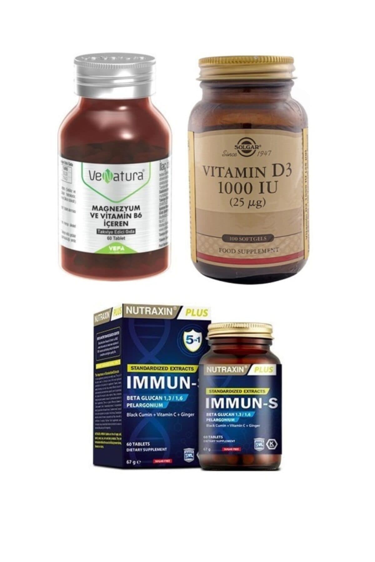 Magnezyum Ve Vitamin B6 Içeren Takviye+ 1000 Iud3 100 Softjel+nutraxin 5in1 Immun-s