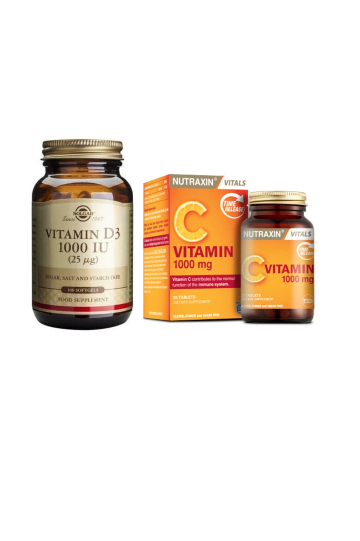 D3 Vitamini 1000 Iu 100 Yumuşak Kapsül + Nutraxin C Vitamini 1000 Mg 30 Tablet