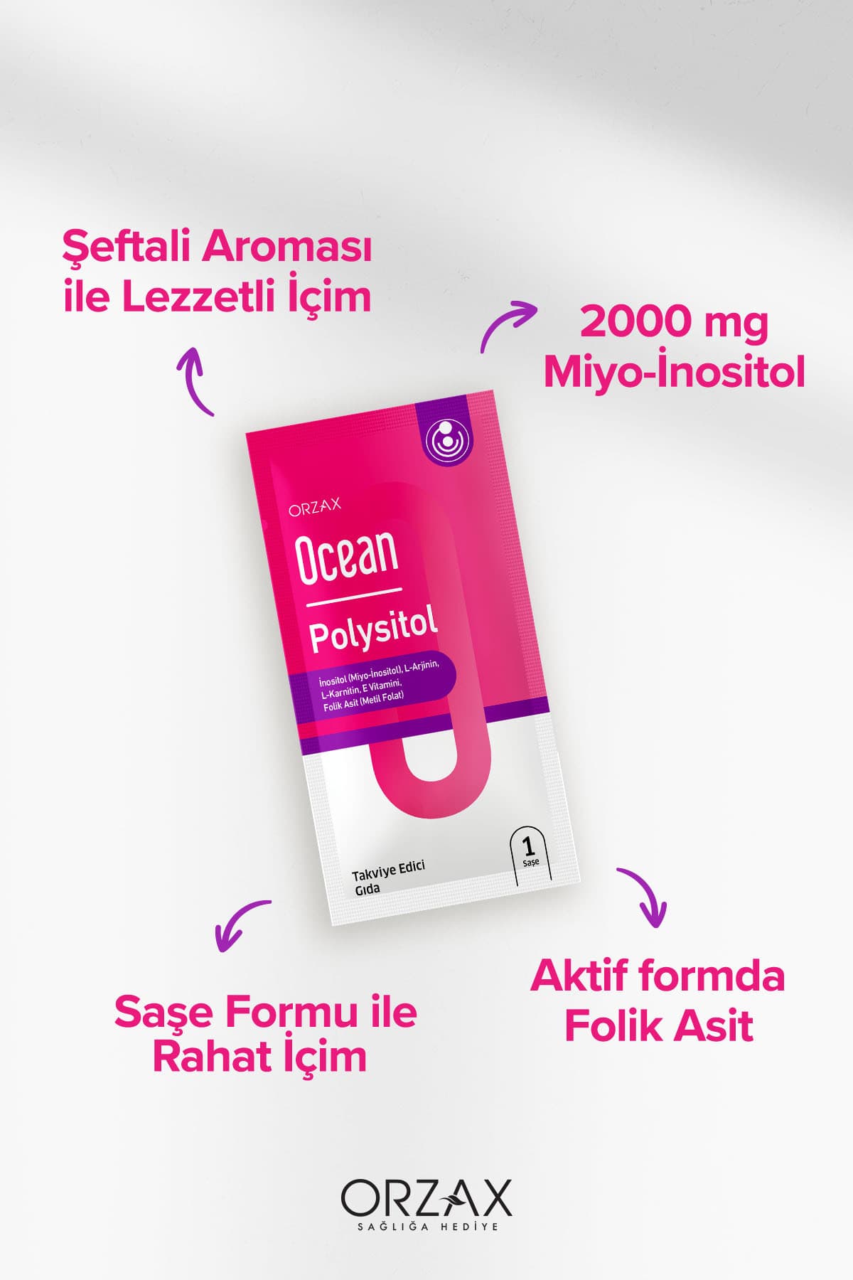 Polysitol - İnositol, Folik Asit (Metil Folat), E Vitamini, L-Karnitin, L-Arjinin 30 Saşe