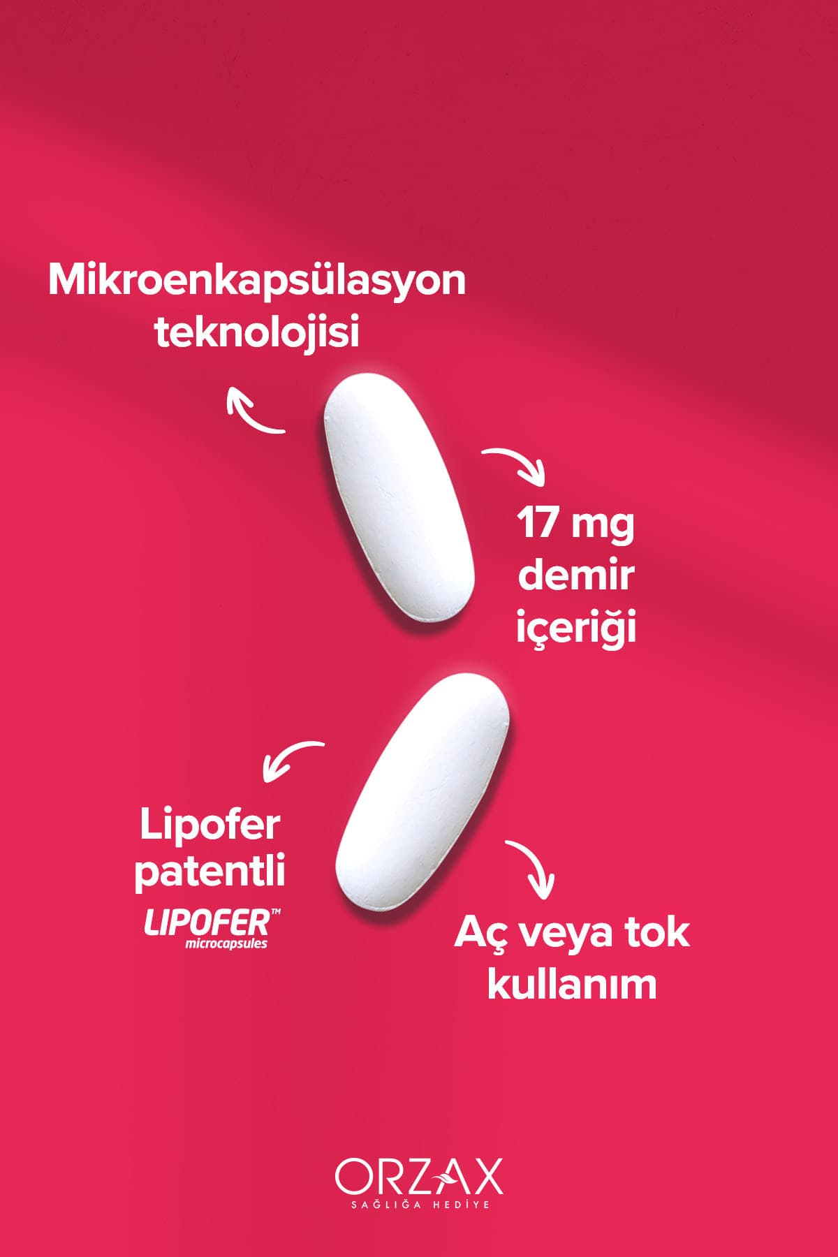 Microfer Demir Takviye Edici Gıda (Lipofer: Patentli Mikroenkapsüle Demir Kaynağı) 30 Tablet