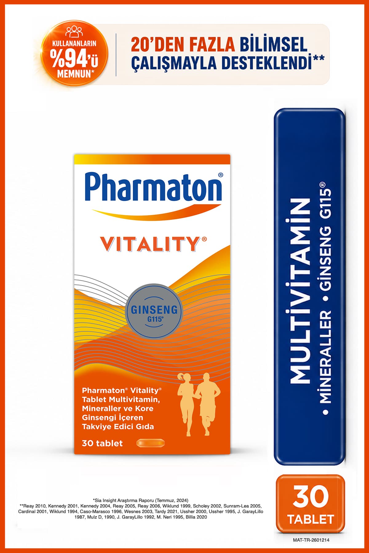Vitality Multivitamin ve Mineral Desteği Ginseng G115 Enerji* 30 Tablet