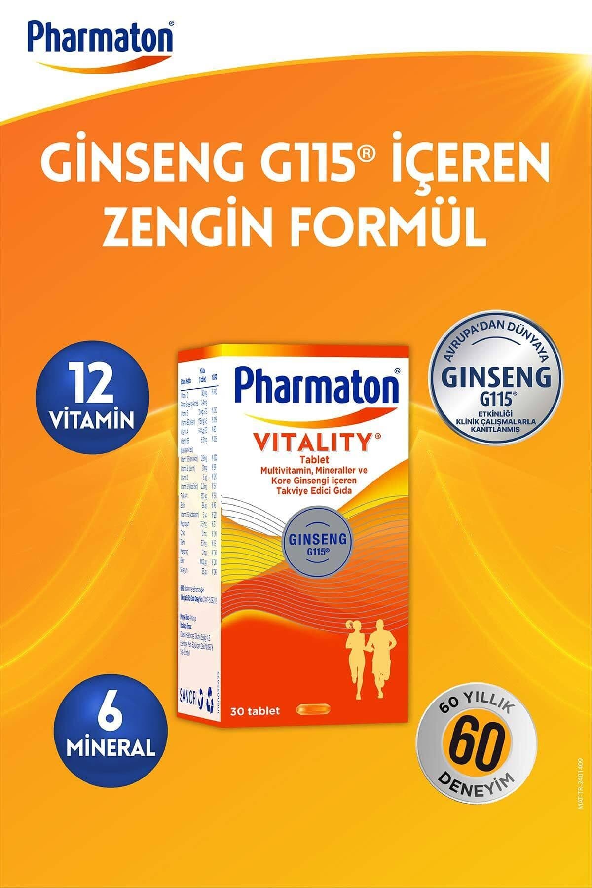 Vitality Multivitamin ve Mineral Desteği Ginseng G115 Enerji* 30 Tablet