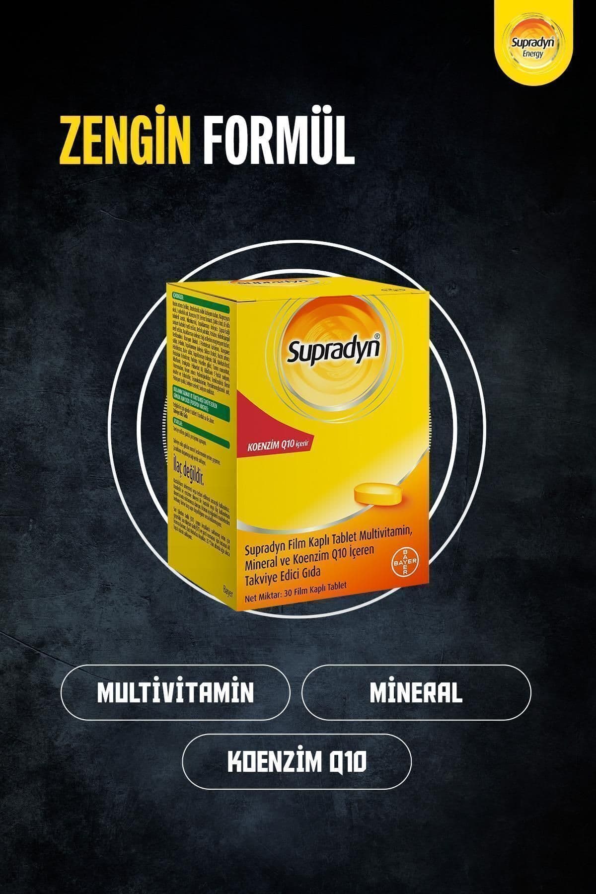 30 Film Kaplı Tablet | Koenzim Q10, Multivitamin Ve Mineral Içeren Takviye Edici Gıda