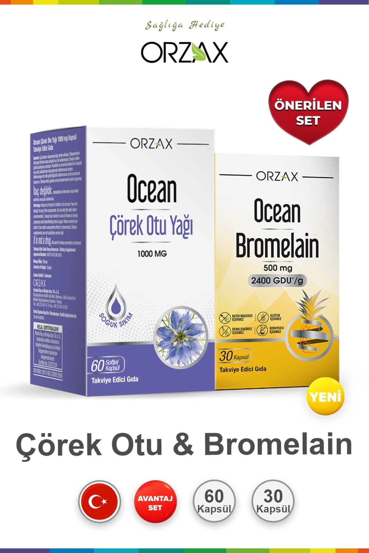 Çörek Otu Yağı 60 Kapsül & Bromelain 30 Kapsül