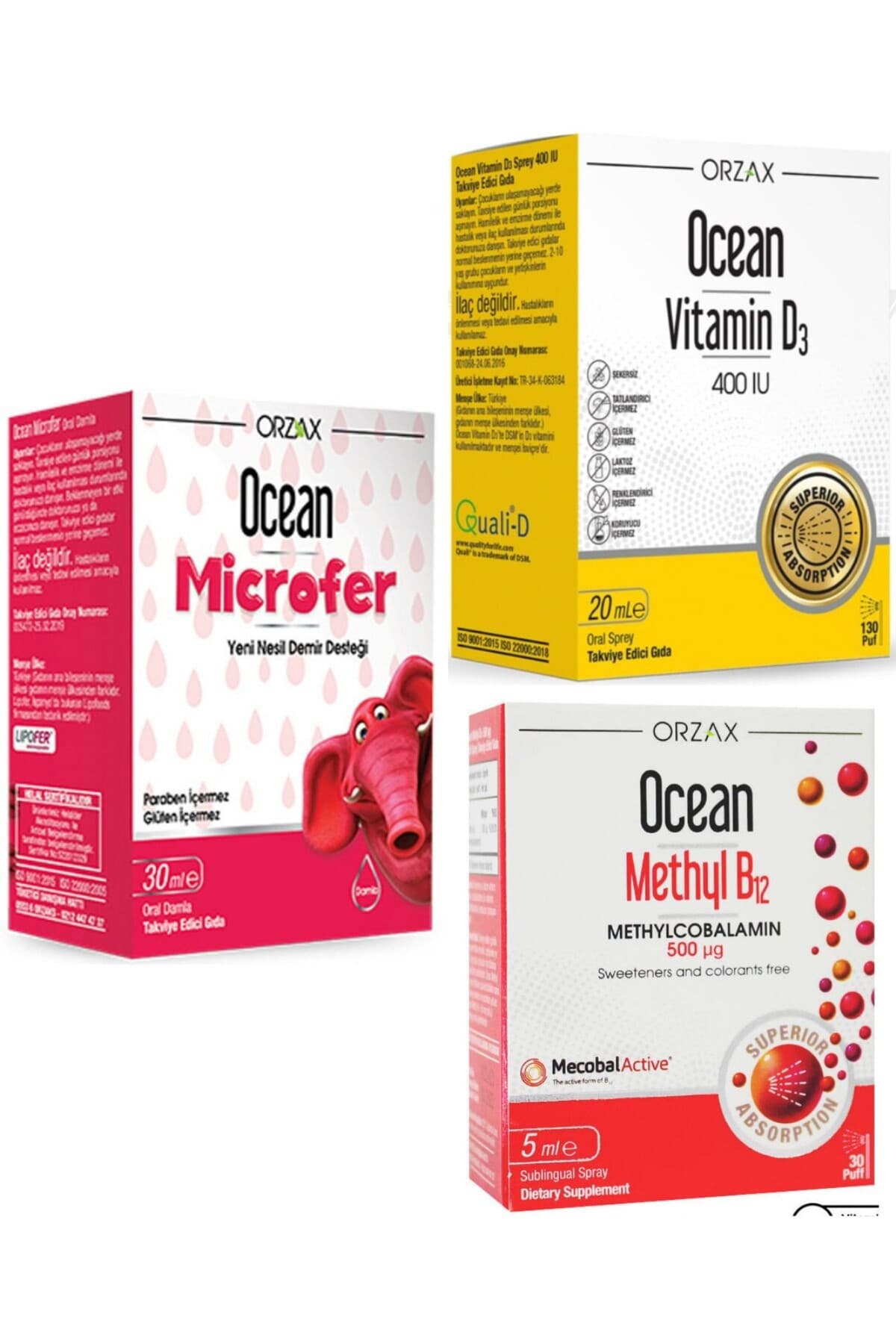 Microfer Damla 30 ml+Vitamin D3 400ıu Sprey 20 ml+Methyl B12 Sprey 500mcg 5ml Avantaj Paketi