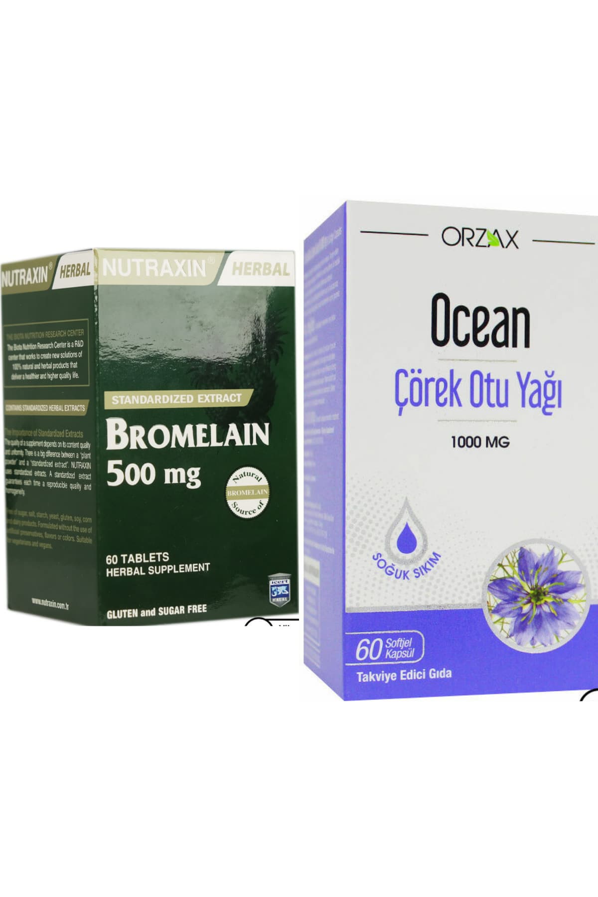Bromelain 500 mg 60 Tablet + Ocean Çörek Otu Yağı 1000 mg 60 Kapsül Avantajlı Form Paketi