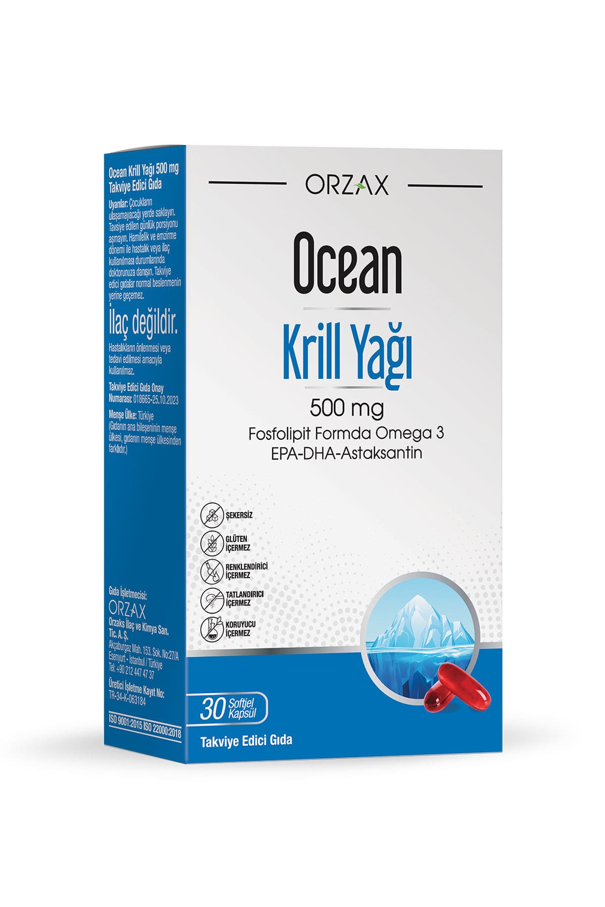 Krill Oil 500 Mg 30 Kapsül Omega 3, Yüksek Dha Ve Epa Içeren Krill Yağı