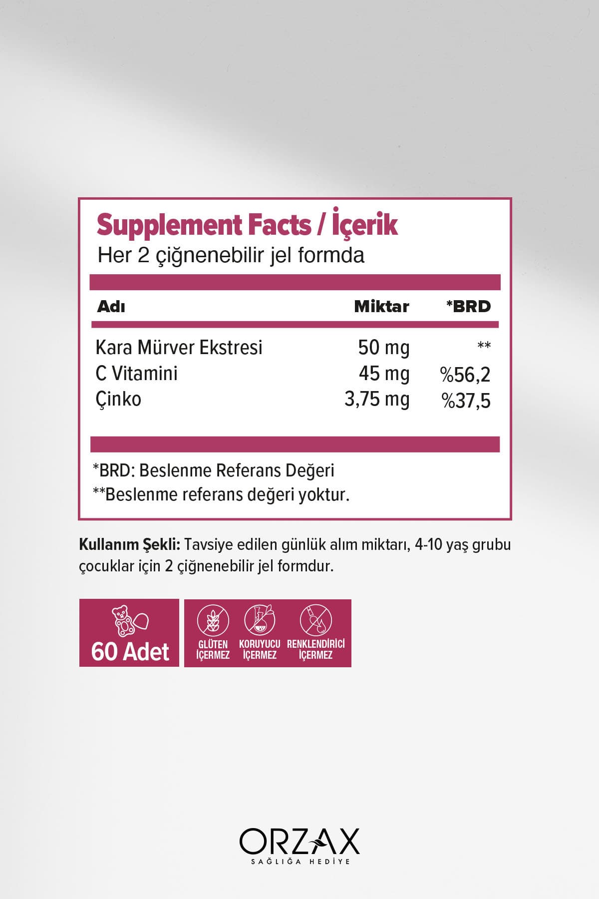Gummies Sambucus Kids 60 Adet Çiğnenebilir Jel Form
