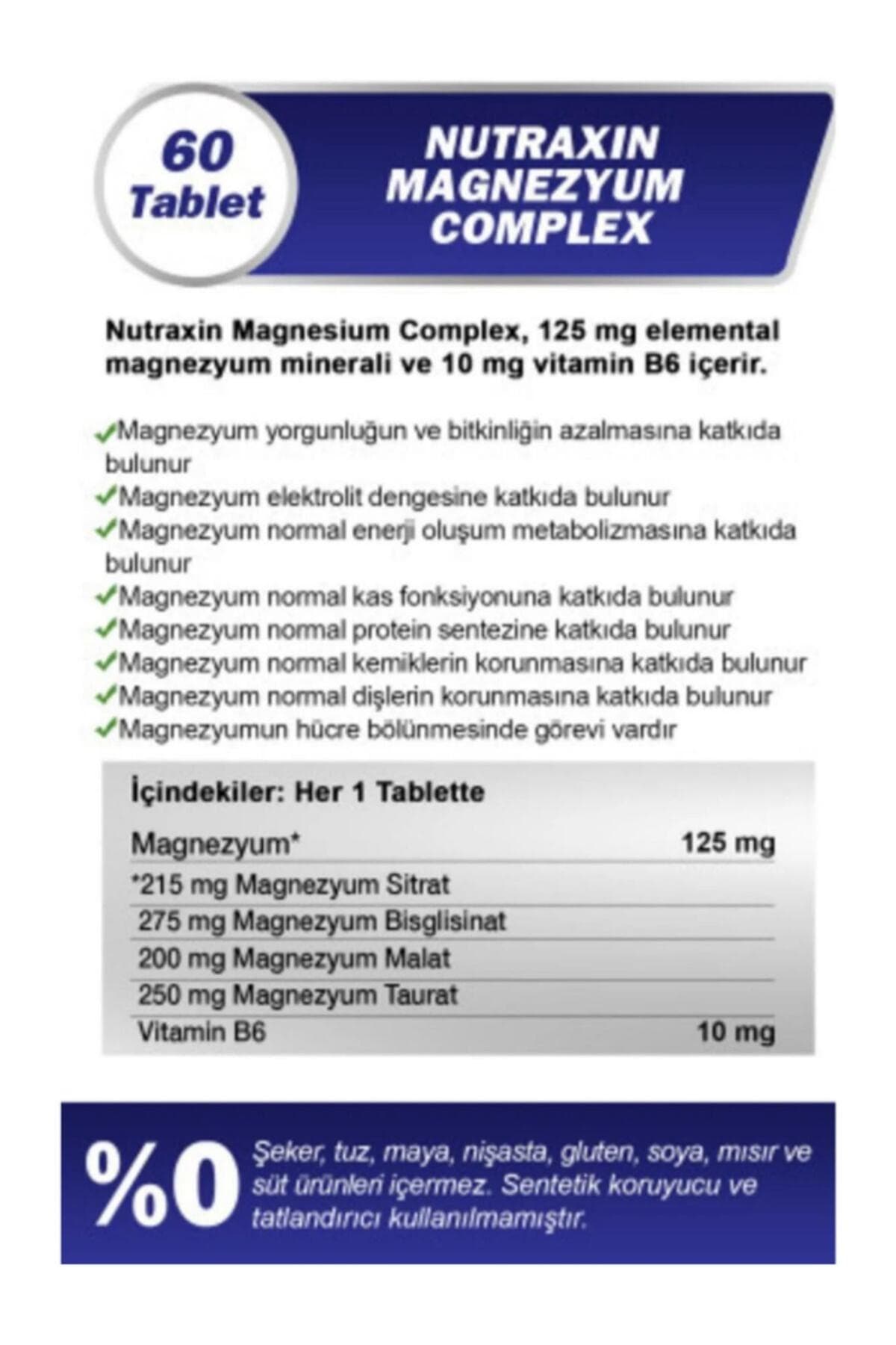 Magnezyum Complex 60 Tablet 125 Mg & Iron Max 17 Mg